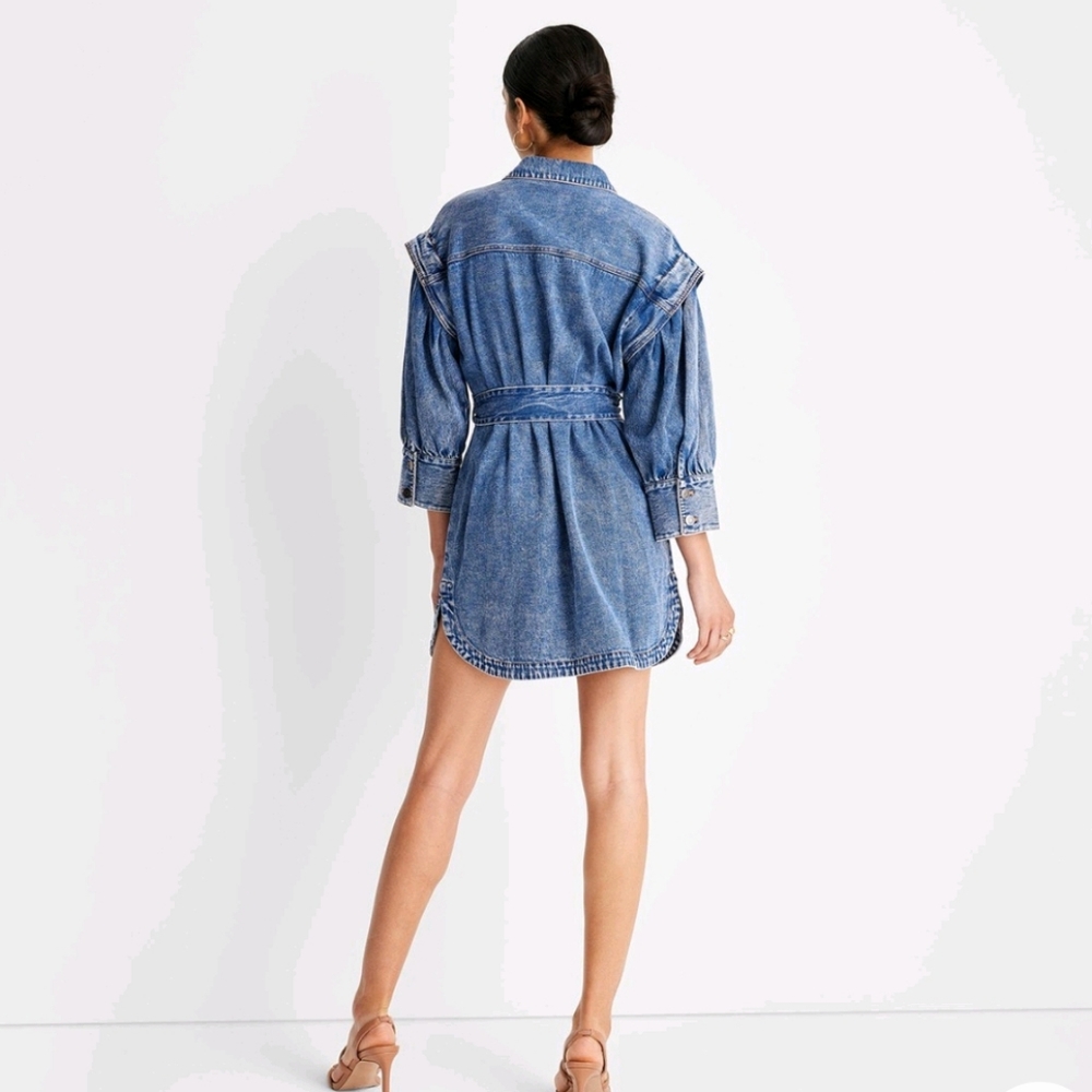 Future Collective with Kahlana Barfield Brown Long Sleeve Utility Denim Dress - Picture 2 of 16
